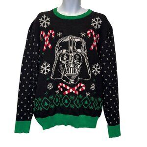 Star Wars Darth Vader Sweater Mens XL Ugly Christmas Holiday Candy Canes Black